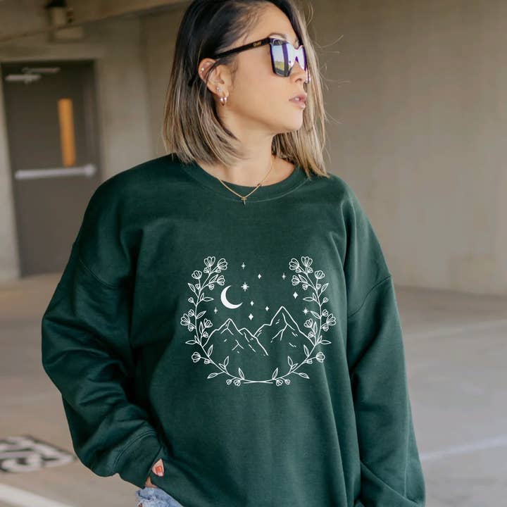Mountain Wreath Sweatshirt for wholesale by Wild Melon