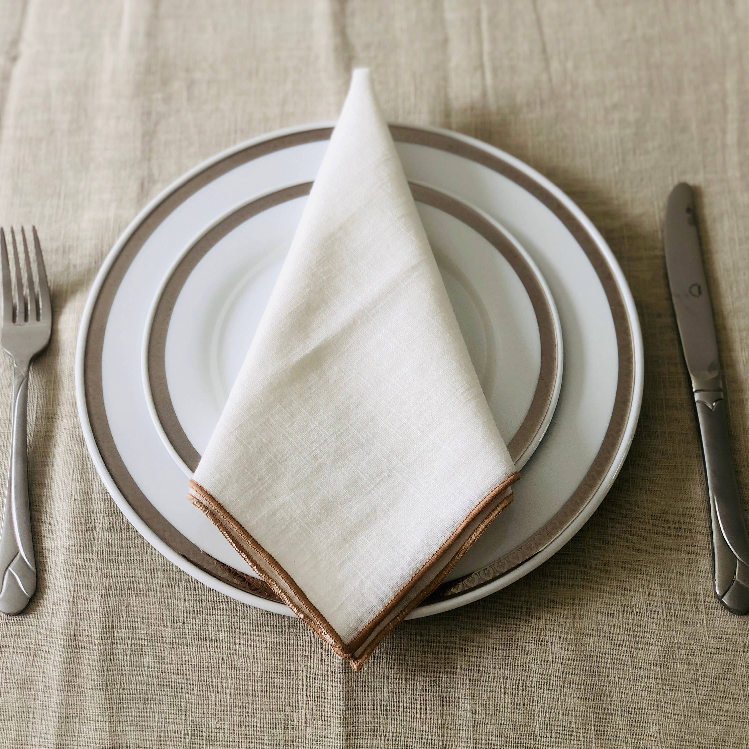 Belle Linen - Wholesale Dinner & Cloth Napkin - Blank Ivory Linen Napkins for Embroidery and Table Decor2