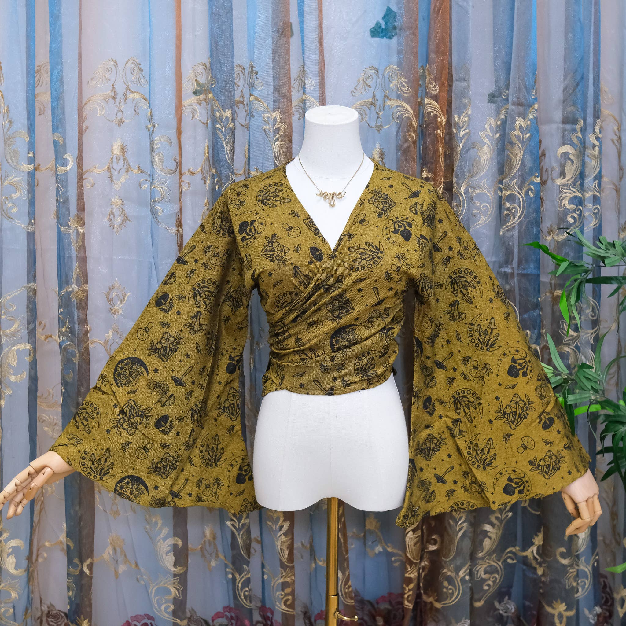 Karma Nepal Crafts - Wholesale Blouse - Women's - 3 Way Cotton Wrap Top with Mushroom Print15