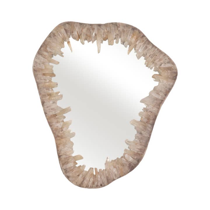 Sagebrook Home - Wholesale Wall Mirror - Wall Mirror - Ivory Glass Quartz Organic Edge, 33 in.4