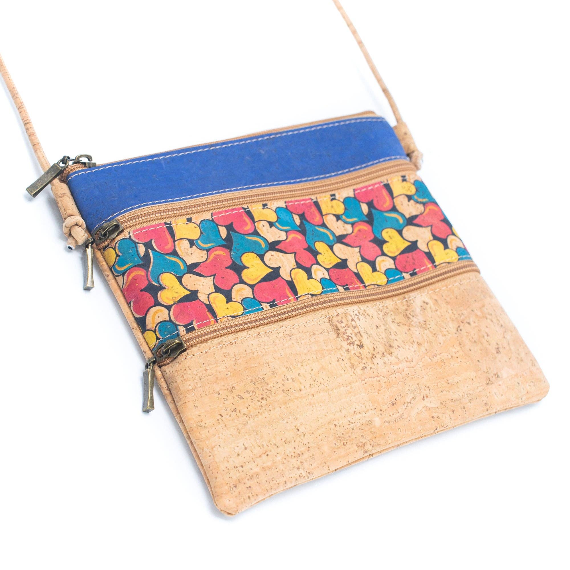 Meninas Bonitas Cork - Vente Sac à bandoulière – femme - Sac à bandoulière en liège pour femme avec coutures à motif en liège BAGP-2065