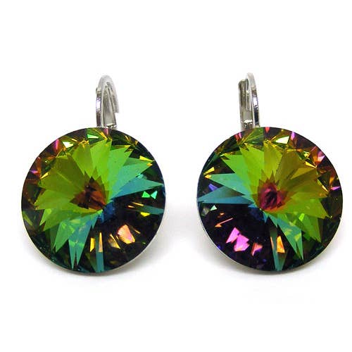 Pendientes colgantes de cristal de 12 mm en vitrail mediano para venta al por mayor de Janusch