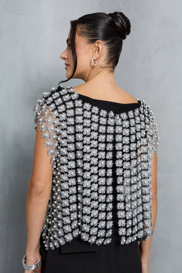 SAACHI - Wholesale Blouse - Women's - Floral Shell Pearl Capelet24