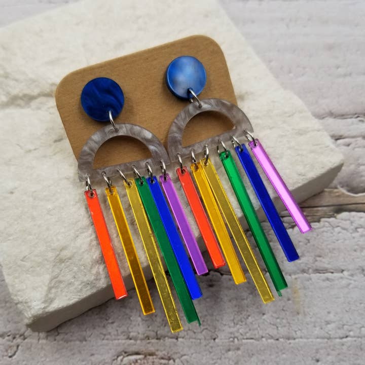 Rainbow Stripe Earrings for wholesale by Treasure Wholesale