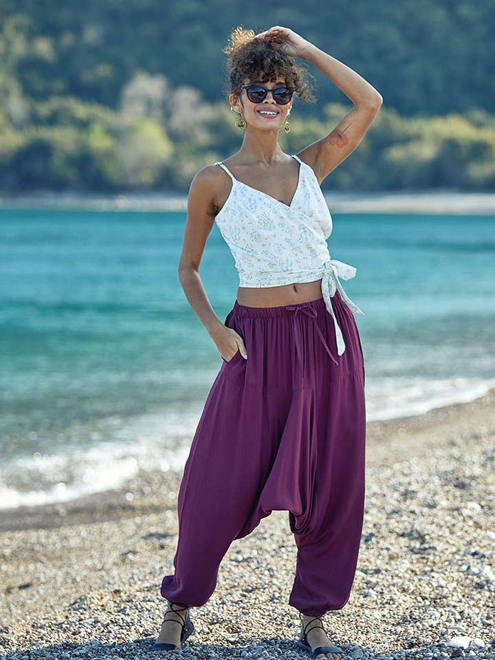 Lila Haremshose Damen für den Großhandel von BohoClandestino