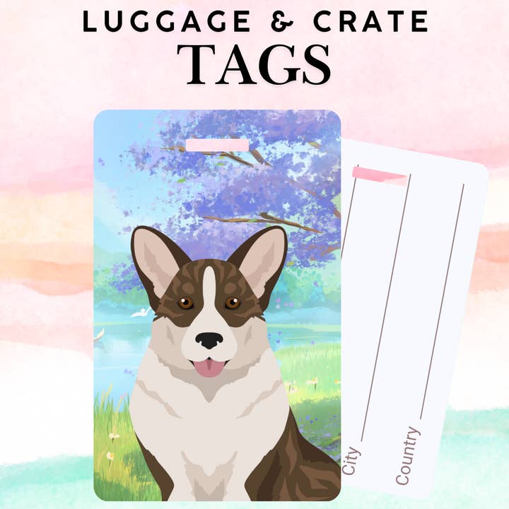 Cardigan Welsh Corgi Dog Metal Luggage/ Crate Tag for wholesale by Canine Companions