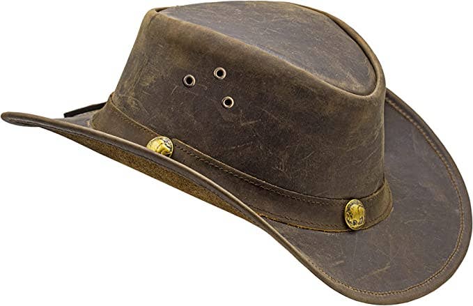Hadzam - Vente Chapeau de cowboy – unisexe - Chapeau cowboy Outback en cuir durable et malléable unisexe Hadzam4