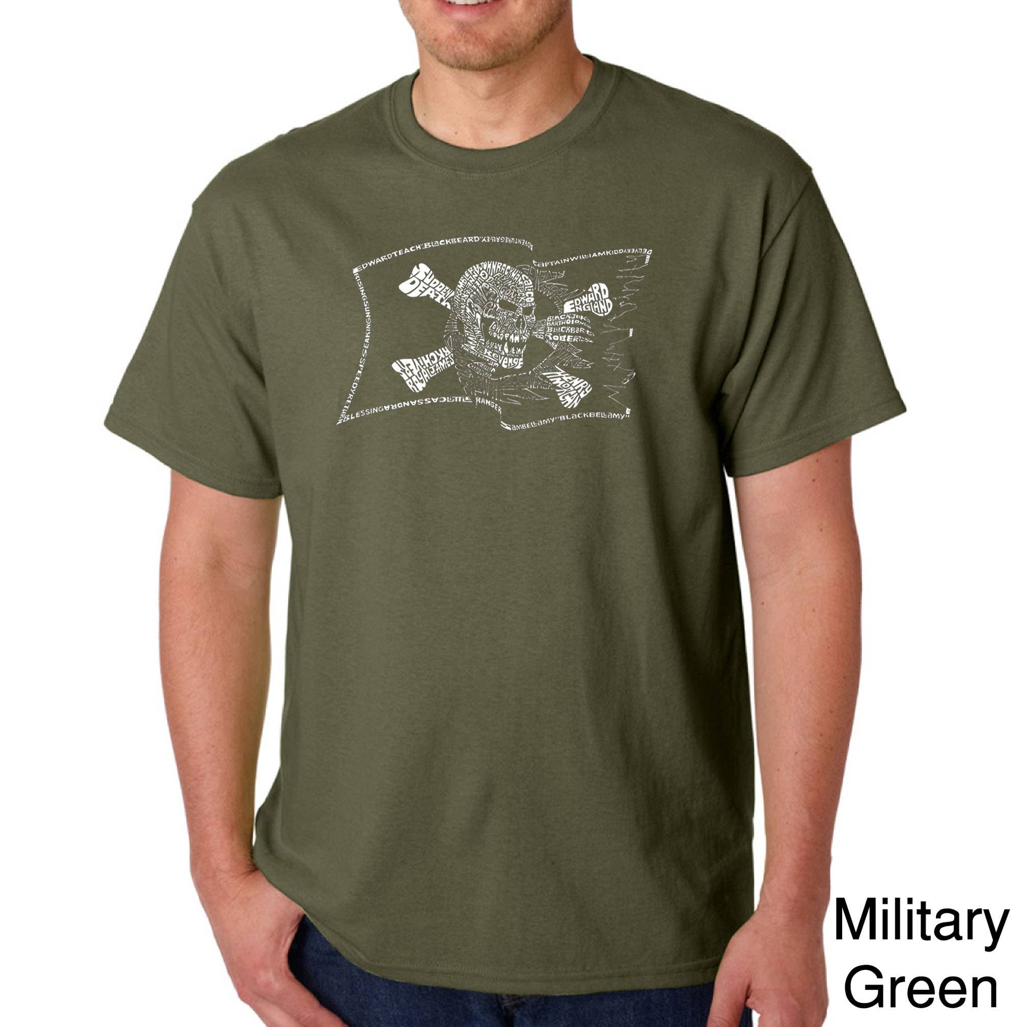 LA Pop Art - Wholesale Screen Printed T-Shirt - Men's - LA Pop Art Men's Word Art T-shirt - PIRATE FLAG4