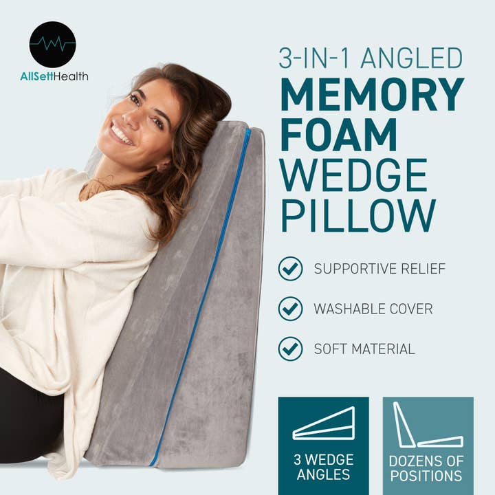 AllSett Health - Wholesale Bedding Pillow - Bed Wedge Pillow – 3 in 1 Support - Adjustable Bed Pillow