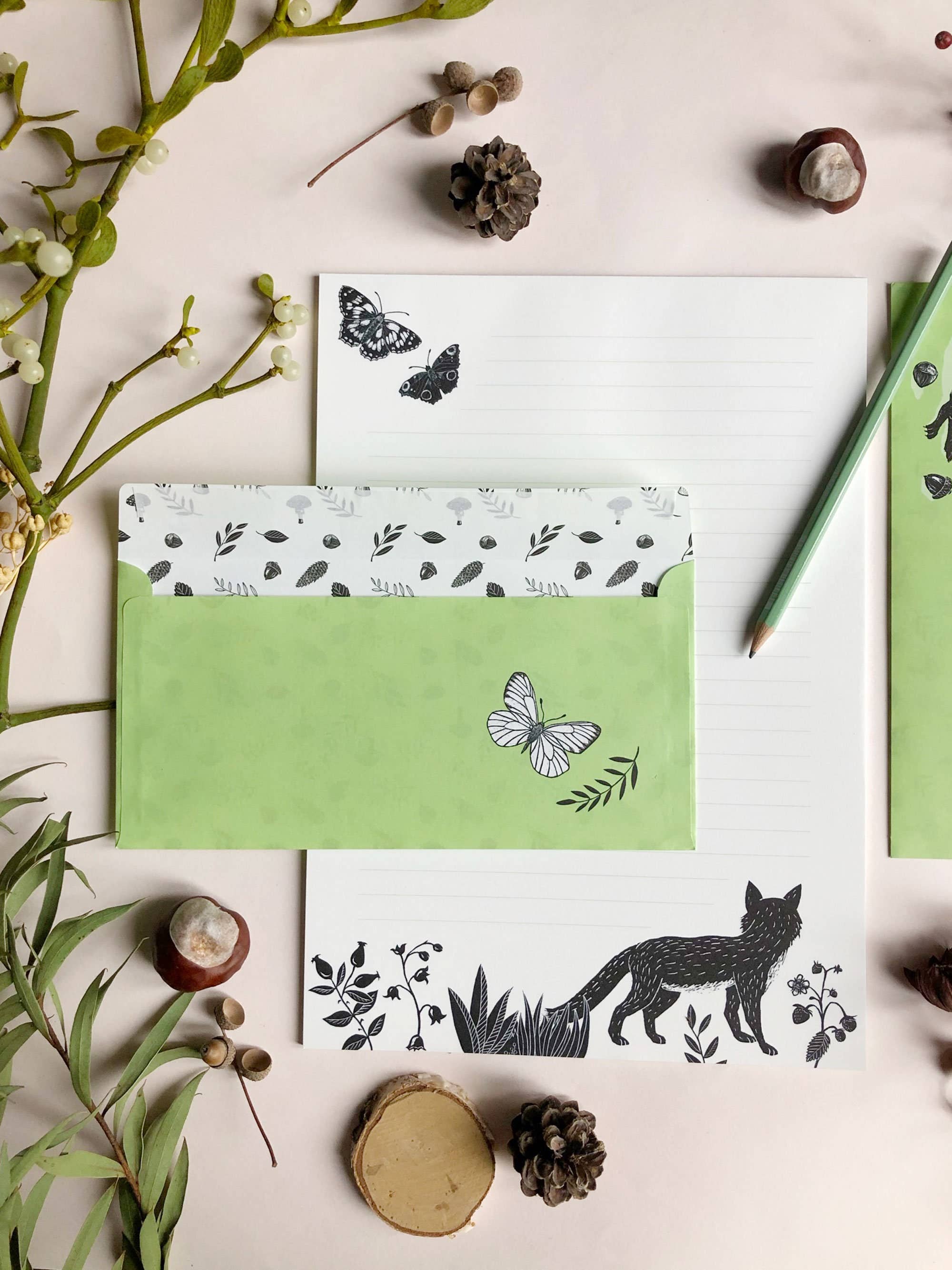 Katja Rub - Wholesale Stationery/Notecard Set - Stationery Set Forest, A4 Notepad & 10 Envelopes2