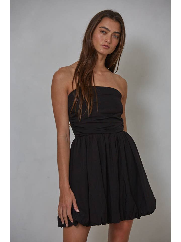 By Together - Wholesale Dress - Women's - L8074 | Woven Cotton Nylon Strapless Bubble Mini Dress