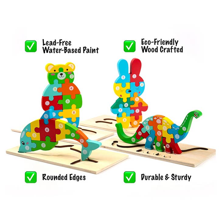 JSBlueRidge Toys - Wholesale Puzzle - Kids - Animal Wooden Puzzles Brain Game Back To School Kids Toy