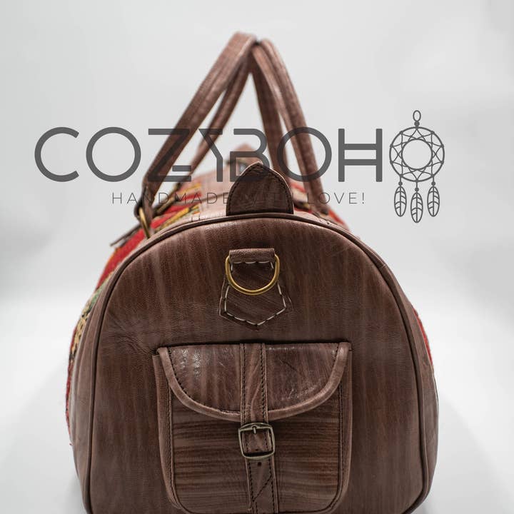 CozyBoho – Saco de viagem - Mulher por atacado – Saco de fim de semana CozyBoho™ Kilim/Bolsa de viagem/Bolsa de couro8