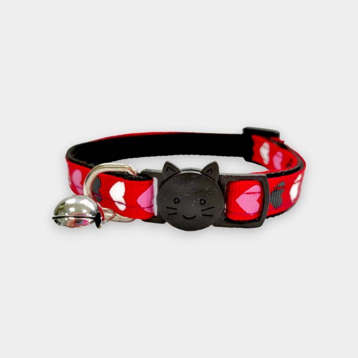 Zacal Cat Collars – wholesale Halsband - Katt – Röd med rosa, vit, svarta hjärtan kattunge krage