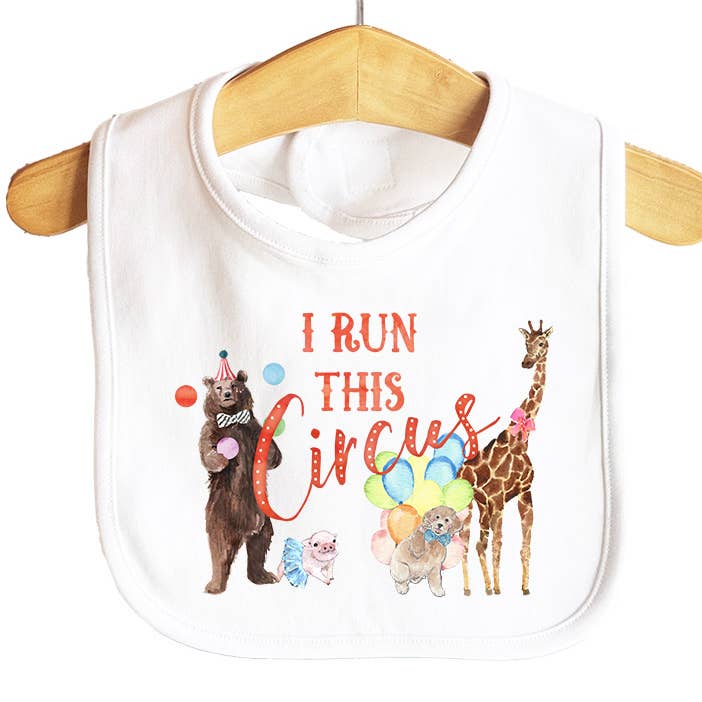 I Run this Circus Baby Bib for wholesale by Knollwood Lane