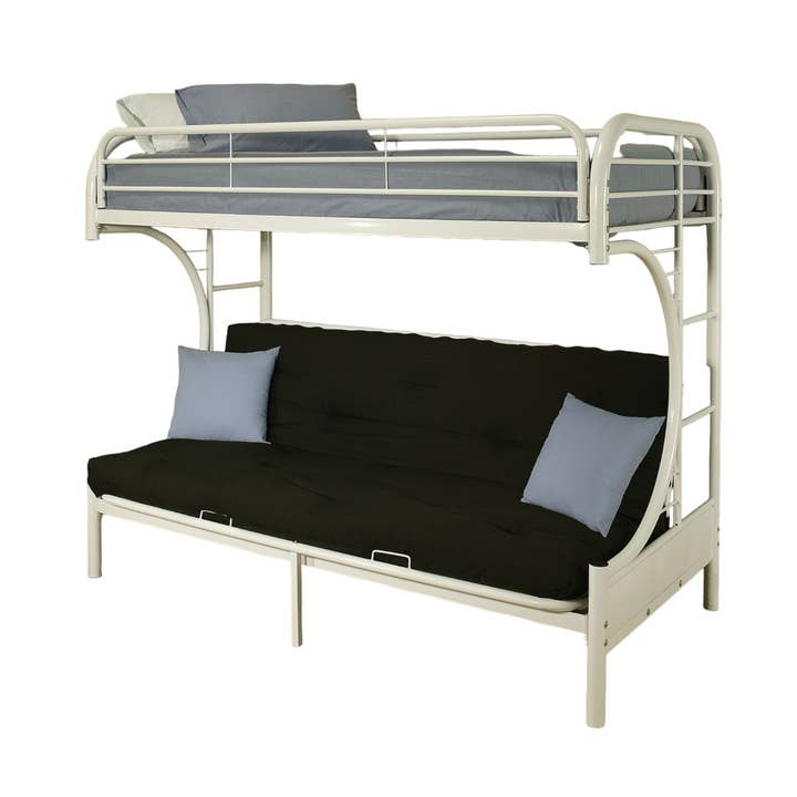 White Twin Contemporary Metal Bunk Bed for wholesale by HomeRoots