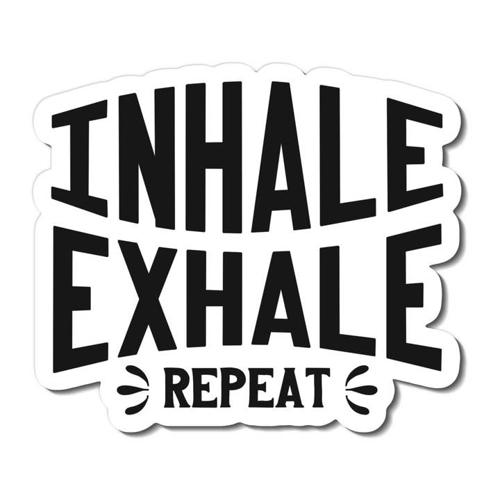 Inhale Exhale Transparent Hand Lettered Sticker for wholesale by CWB Designs