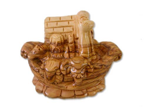 Holy Land Imports - Vendita all'ingrosso Statuette decorative - Scultura 3D dell'Arca di Noè in legno d'ulivo0