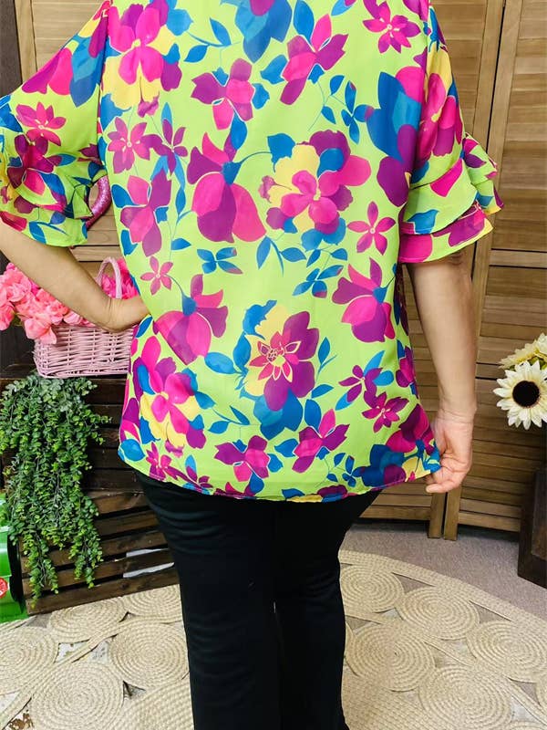 luluclothes - Wholesale Blouse - Women's - BQ15859 Short sleeve w/double ruffle women tops1