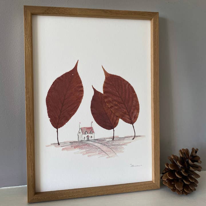 Juliet Thomas Doodles - Wholesale Art Print - A4 art print. House in the forest (unframed)1