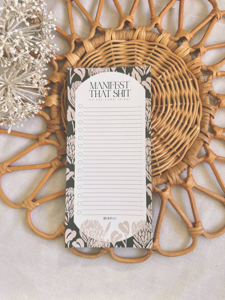 Manifest that Shit in BAE Emerald | To Do List Notepad for wholesale by Bujo Bae