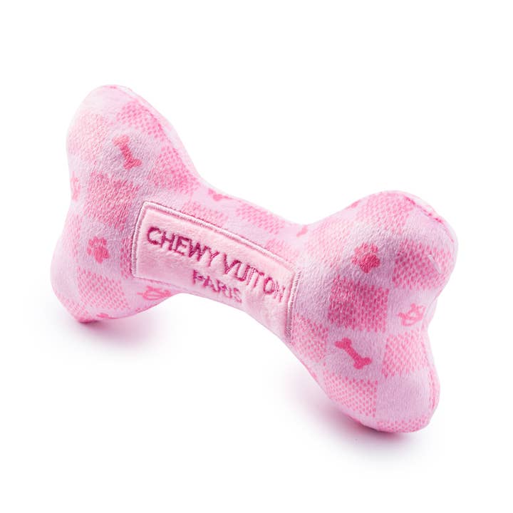 Haute Diggity Dog - Wholesale Pet Plush Toy - Dog - Pink Checker Chewy Vuiton Bone by Haute Diggity Dog