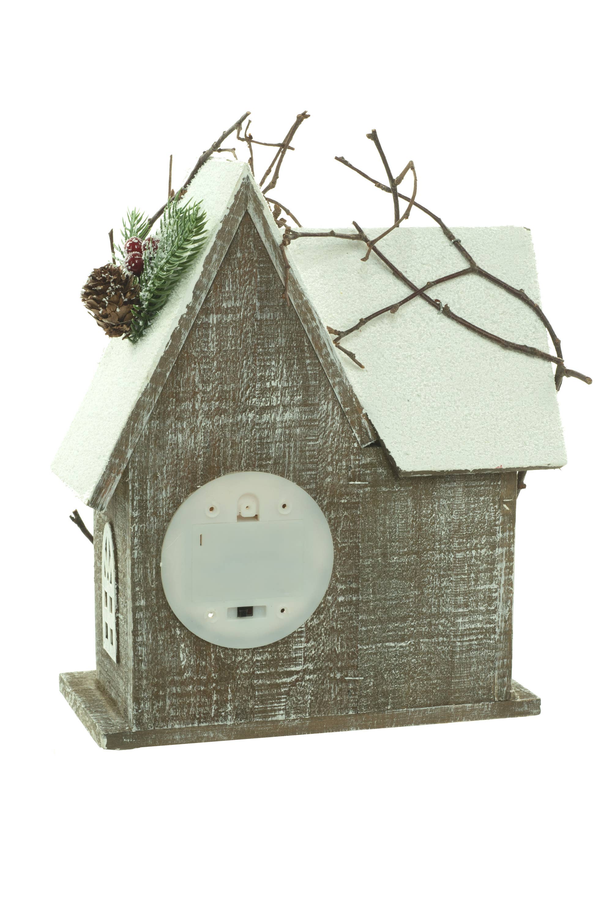 Starlight Collection - Wholesale Decorative Tabletop Object - gray 10-Light House Display With Berry Bushes2