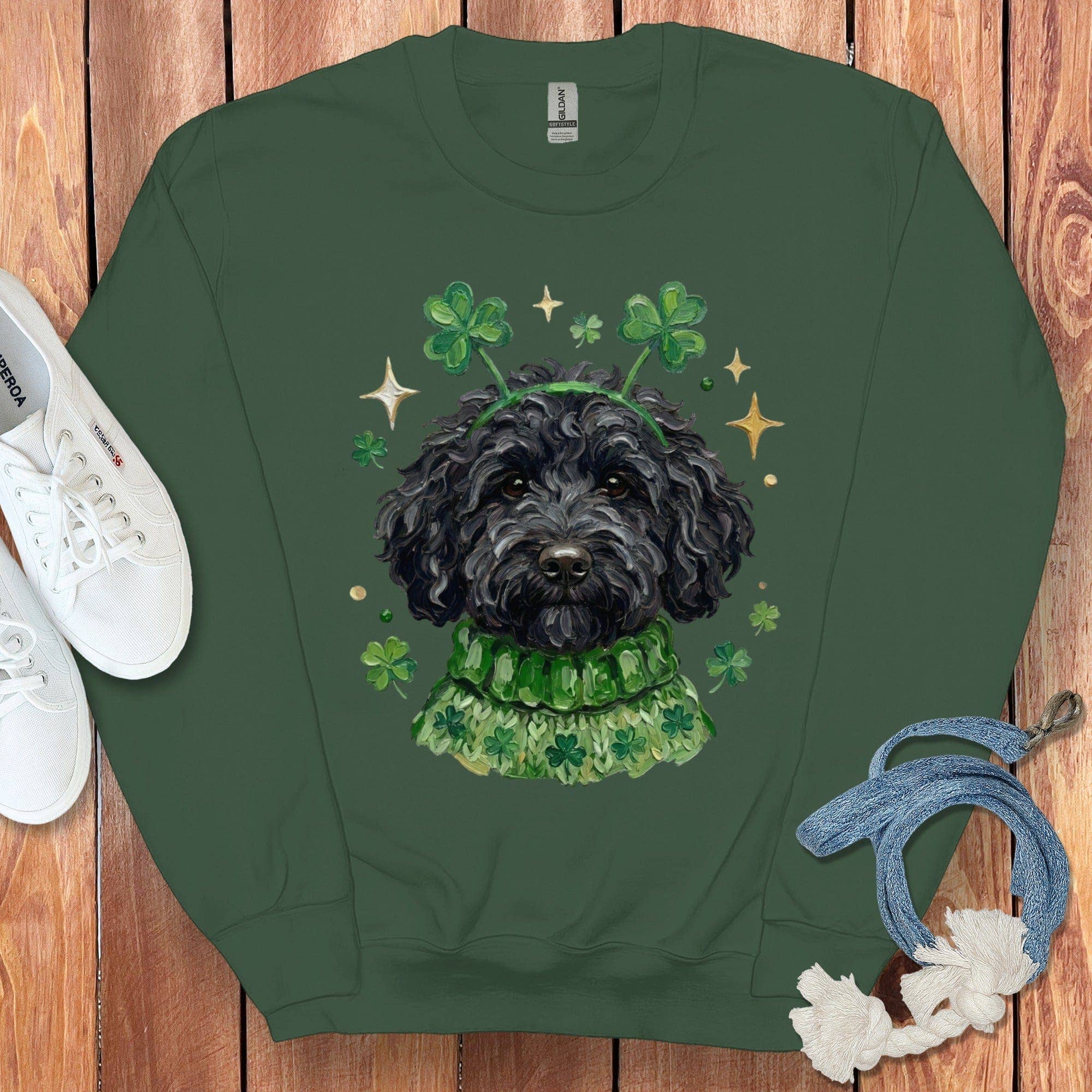 Puppy Jo - Wholesale Graphic Sweatshirt - Unisex - Lucky Black Goldendoodle Sweatshirt5