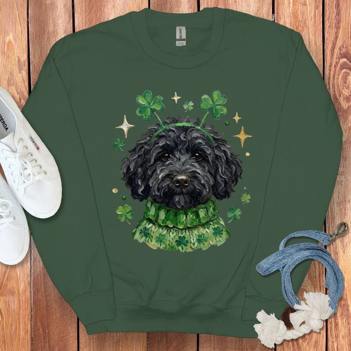 Puppy Jo - Wholesale Graphic Sweatshirt - Unisex - Lucky Black Goldendoodle Sweatshirt5
