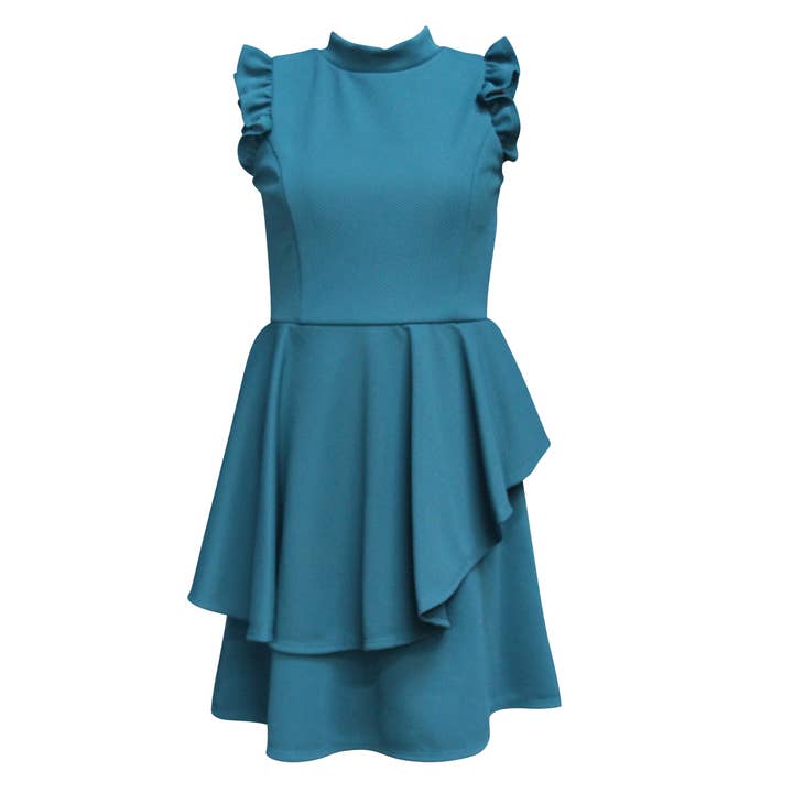 Vestido Peplum Mock Neck (Menina grande) por atacado de Ava & Yelly