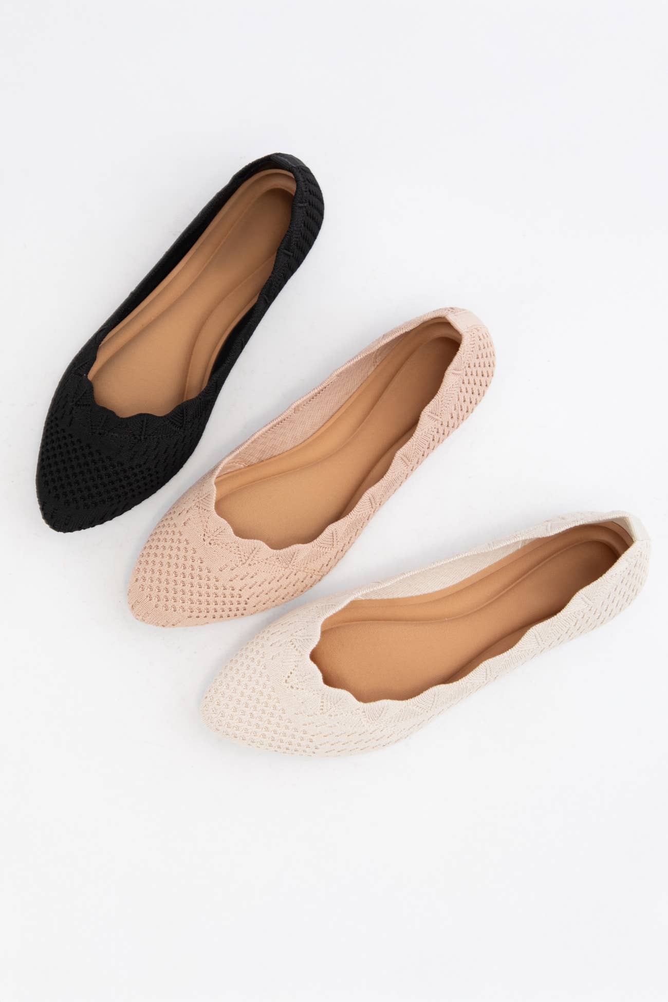 CCOCCI - Wholesale Flats – Women’s - KOSTA SCALLOP EDGE CROCHET KNITTED FABRIC FLATS