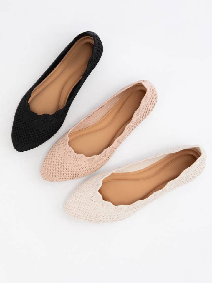 CCOCCI - Wholesale Flats – Women’s - KOSTA SCALLOP EDGE CROCHET KNITTED FABRIC FLATS0