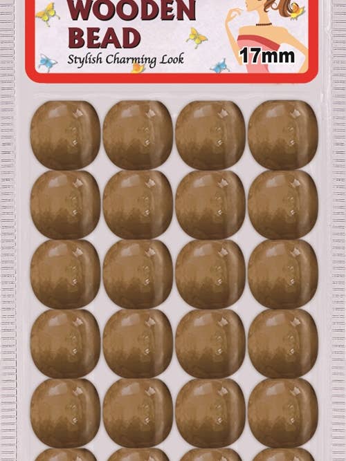 PERLA DE MADERA DE 17 MM (MARRÓN) para venta al por mayor de MI Hair Distribution