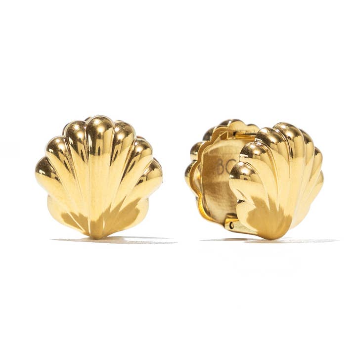 Waterproof Double Shell Earrings for wholesale by Brenda Grands Jewelry