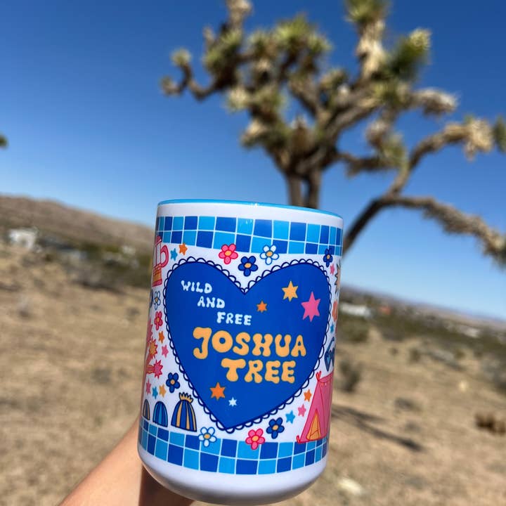 LOLALA - Your California Happiness Market 💛 - Wholesale Coffee Mug - Wild And Free - Joshua Tree Mug (15oz, blue)