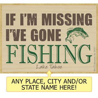 If I'm Missing I've Gone Fishing (fish Image) New Wood Fridg for wholesale by SJT Enterprises, Inc.
