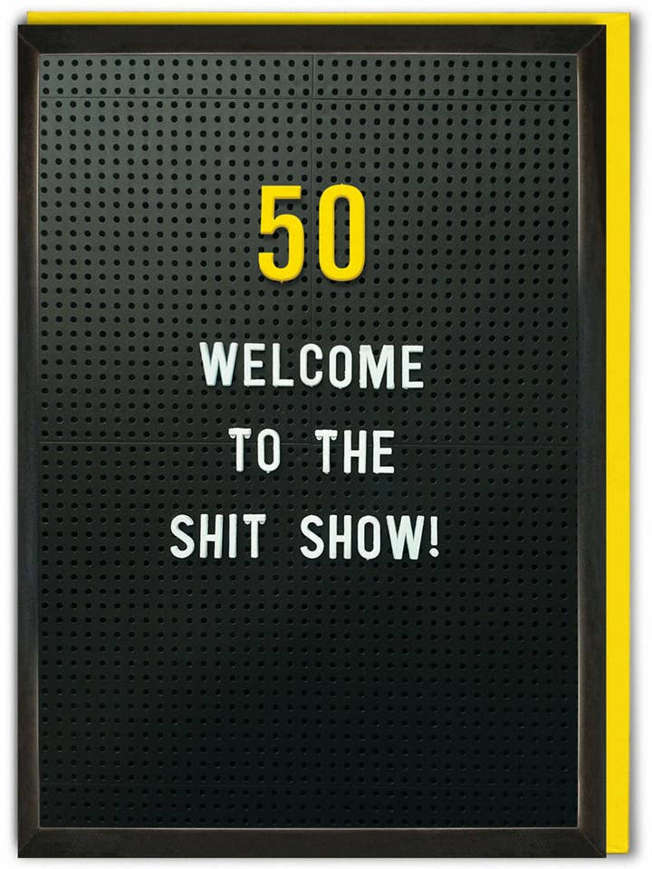 Funny Age Card - 50 Shit Show for wholesale by Brainbox Candy