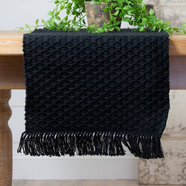 Table Runner - Woven, Black (Pk/02) for wholesale by Audrey's Home & Gift