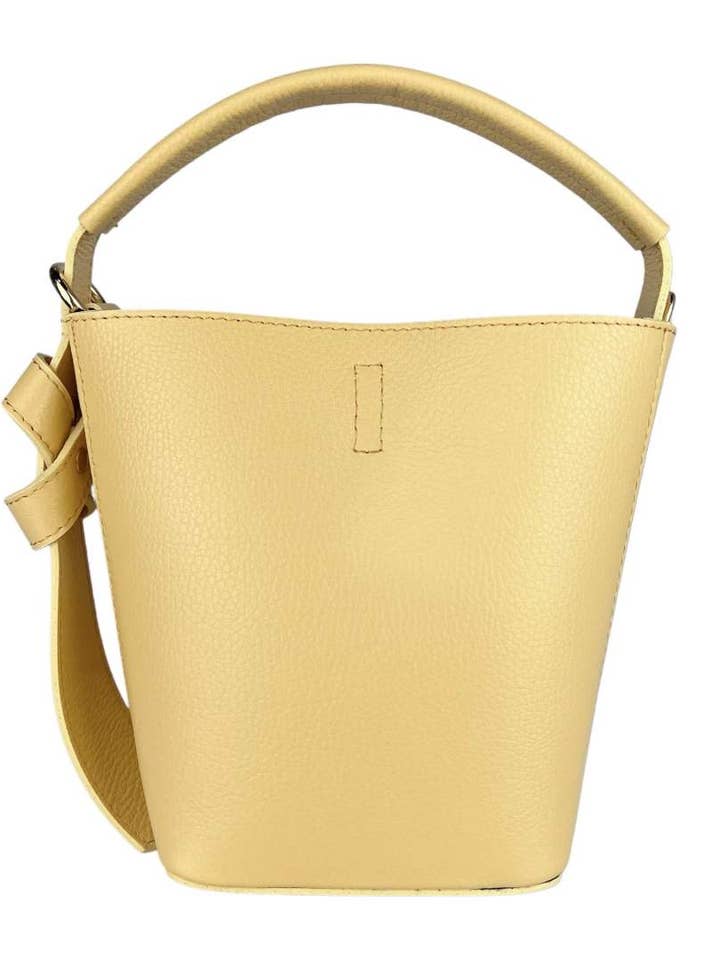 Mini sac seau en cuir jaune italien MI54YE pour la vente par JIJOU CAPRI