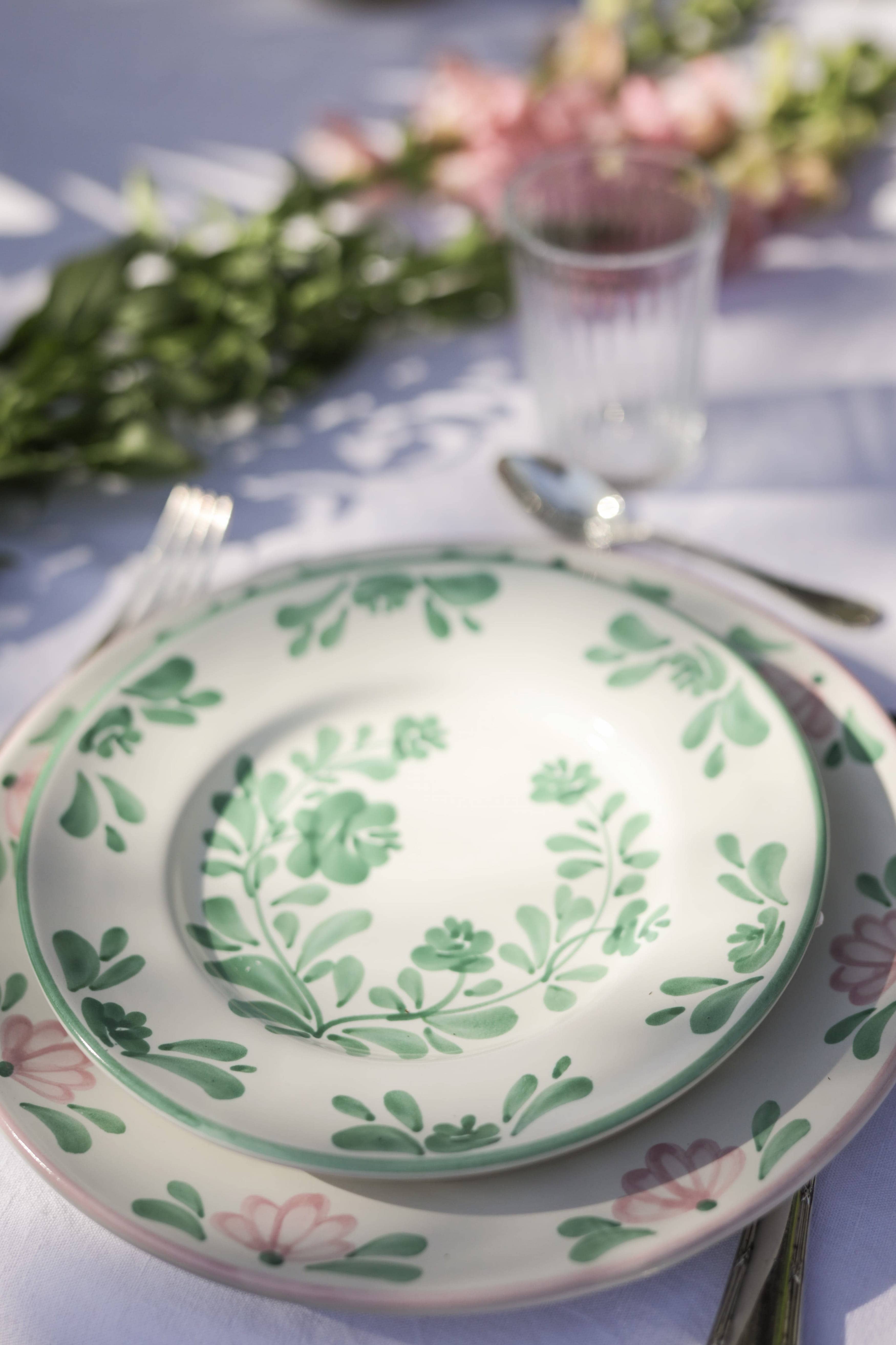 Molleni - Wholesale Dinner Plate - Ceramic plate green floral print - Sophia1