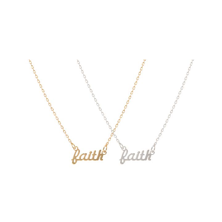 ellora - Wholesale Pendant/Charm Necklace - Faith Script Necklace - Silver on Kindness Card3