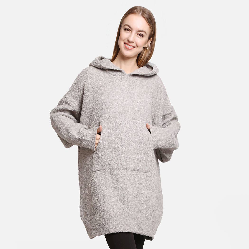 Fashion City - Wholesale Hoodie - Dames - Dames zachte wintertrui met capuchon en zak in effen kleur5