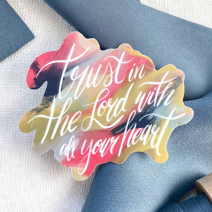Autocollant chrétien confiance dans le Seigneur avec tout votre cœur pour la vente par Standish Design Studio