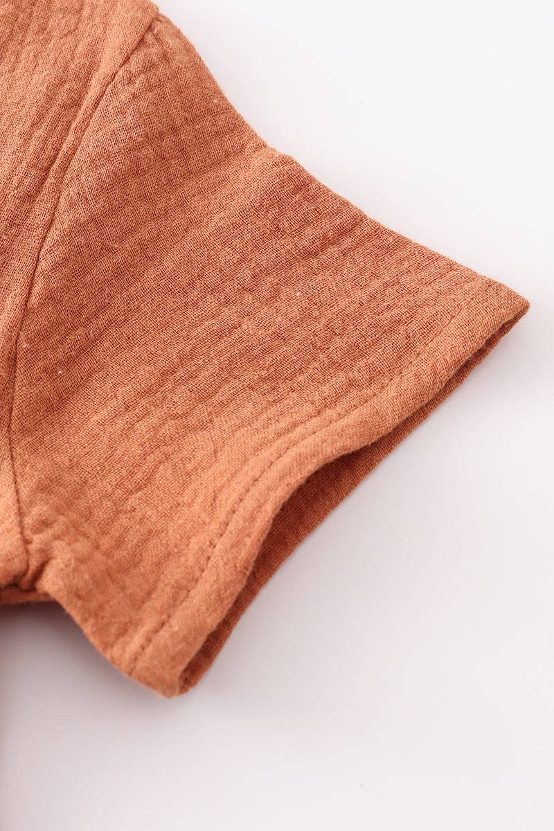 Mom & Co. - Wholesale Top & Pant Set - Baby - Premium Caramel muslin boy set2