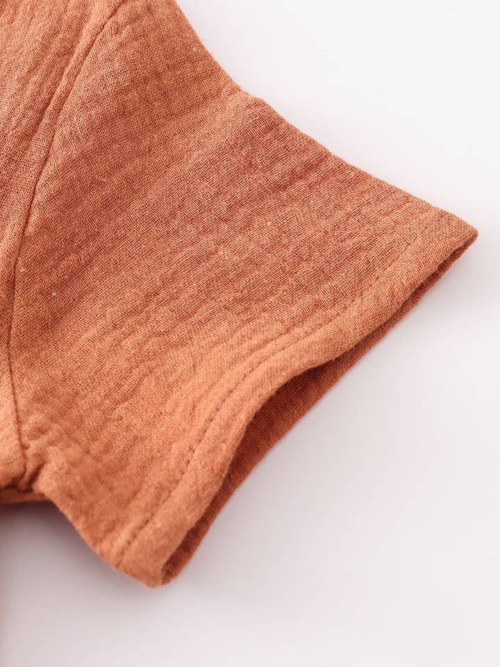 Mom & Co. - Wholesale Top & Pant Set - Baby - Premium Caramel muslin boy set2