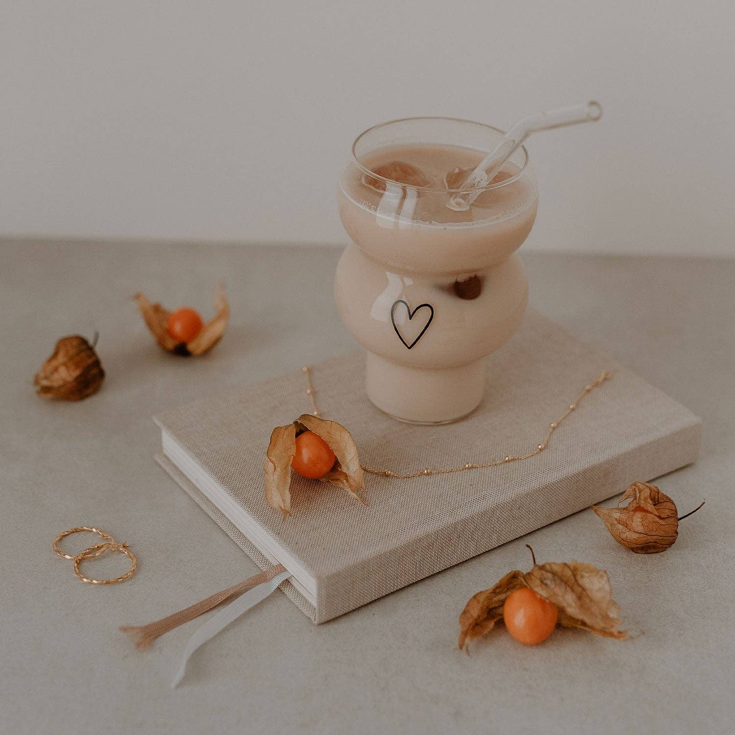 Eulenschnitt - Wholesale Drinking Glass/Cup - Double bubble glass heart (VE = 6 pcs)3