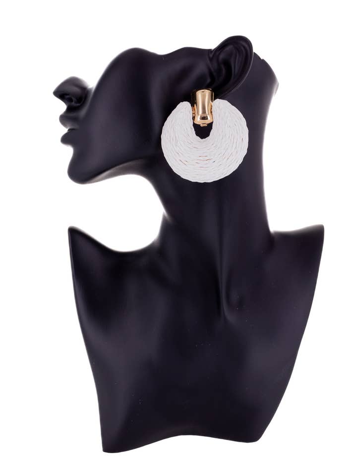 Dahlia Earrings - Gold, Raffia, Handmade, Statement, Spring for wholesale by Rush Style