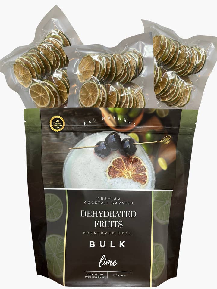 Dehydrated Lime Slices – BULK SIZE | 270± Slices | DRIED FRUITS for Cocktail Garnish & More for wholesale by PRESERVED PEEL