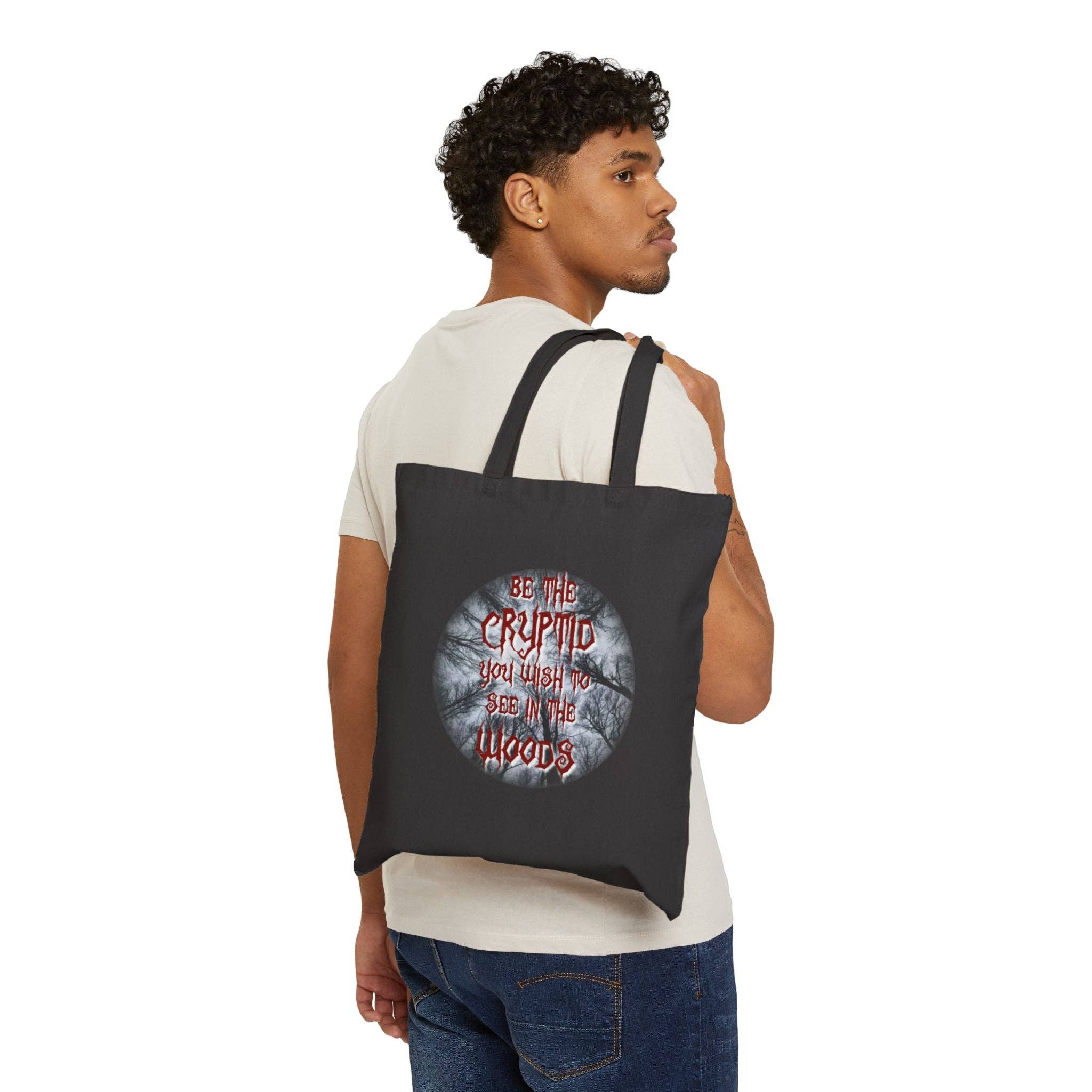 Itsy Bitsy Cryptids - Wholesale Tote Bag - Unisex - Be The Cryptid You Want To See In The Woods Cotton Canvas Tote Bag2