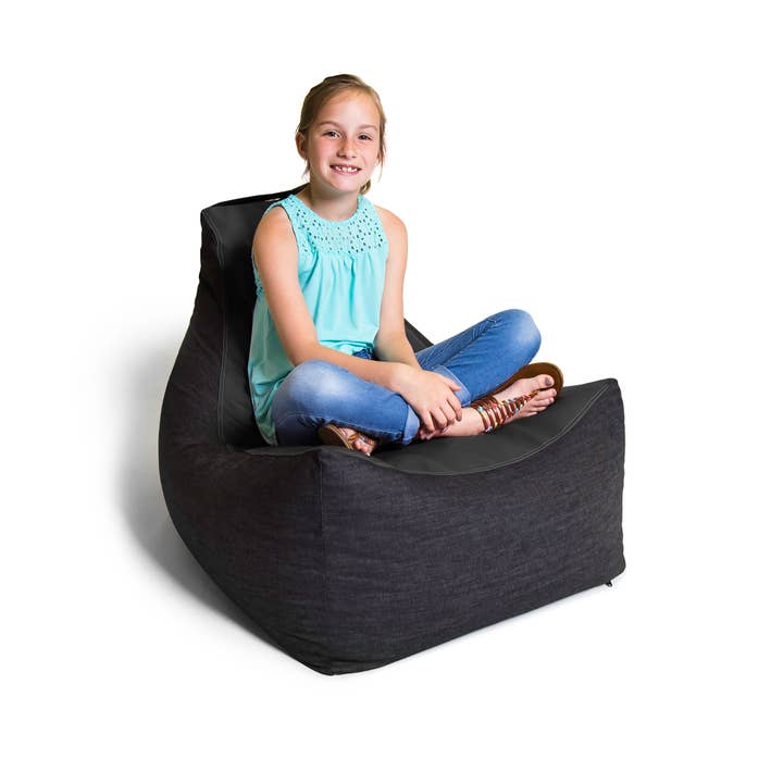 LuvU - Wholesale Chair - Jaxx Pixel Gamer Bean Bag Chair, Premium Vinyl / Dark Denim66